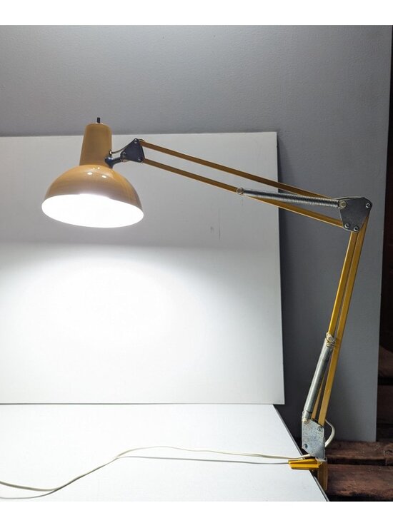 luxo Other - Vintage LUXO Yellow Articulated Desk Task lamp with Edge Clamp, Industrial MCM